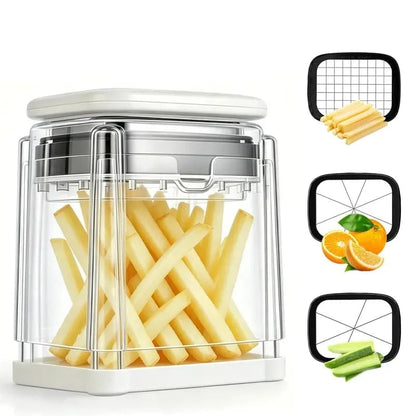 🏆20K+ SOLD 🔥2026 Hot Sale - Fingersafe French Fry Cutter – Stainless Steel Potato Slicer with Detachable Interchangeable Blades