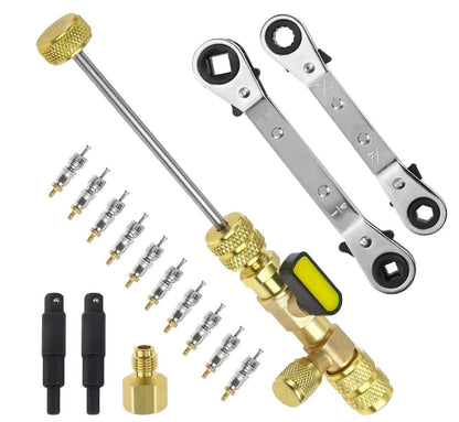 Valve Core Remover Installer Tool Set, Refrigeration Ratchet Wrench Kit