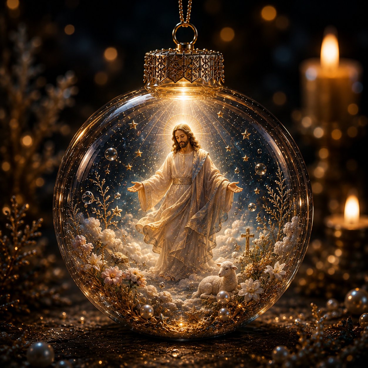 ⏳ Last Day 49% OFF – ✝️ Illuminated 3D Christian Faith Ornament Collection | Clear Globe with Sacred Figures, Warm Golden Glow & 8 Meaningful Designs ✨