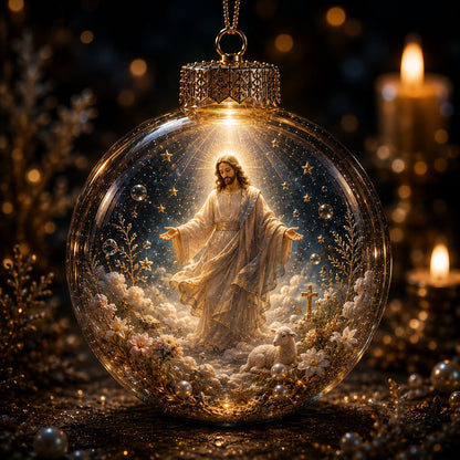 ⏳ Last Day 49% OFF – ✝️ Illuminated 3D Christian Faith Ornament Collection | Clear Globe with Sacred Figures, Warm Golden Glow & 8 Meaningful Designs ✨