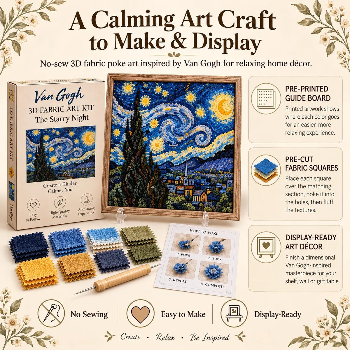 🎨🖼️ Van Gogh 3D Fabric Art Kit | Create Your Own Textured Masterpiece(📦Buy 2 Free Shipping)