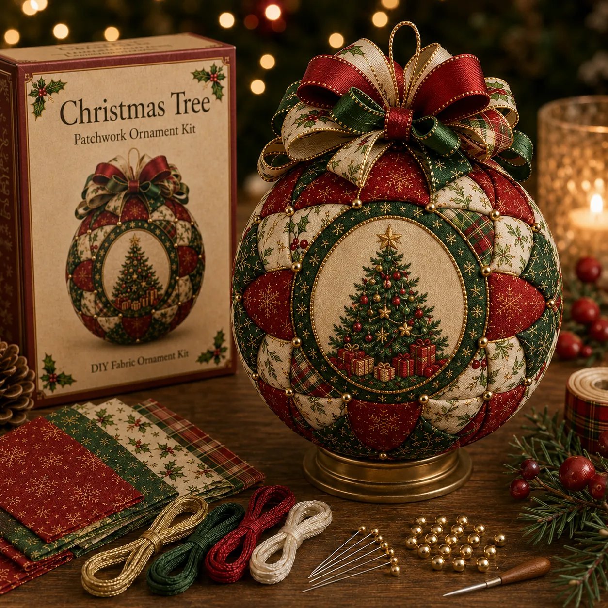 🎁LAST DAY 49% OFF-🎄 Christmas Classics Patchwork Ornament DIY Kit (Beginner-Friendly)