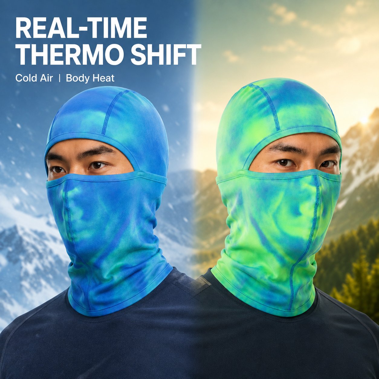 Outdoor Gradient Temperature-Sensitive Color-Changing Balaclava