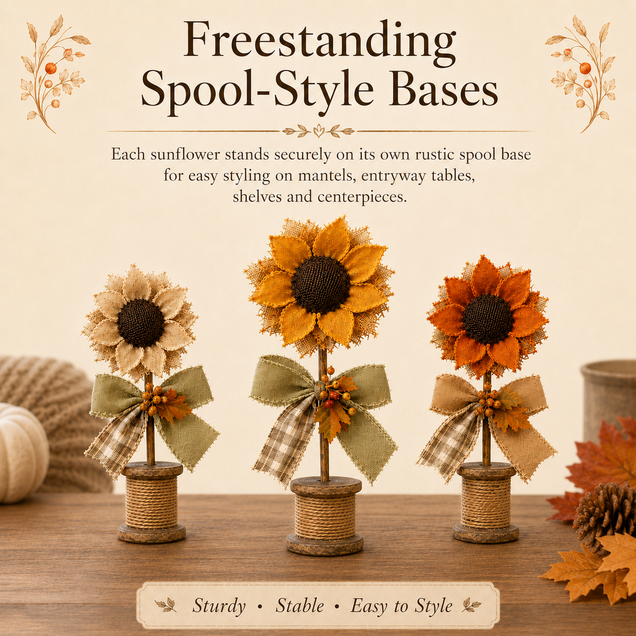 Rustic Sunflower Tabletop Decor Set of 3