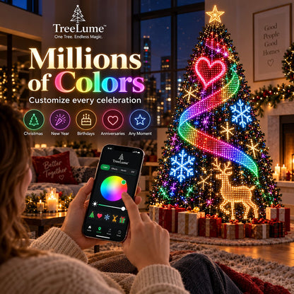 Smart App-Controlled Pixel Christmas Tree Lights, 134 Dynamic Animations & Music Sync LED Lights for Xmas Tree Decoration