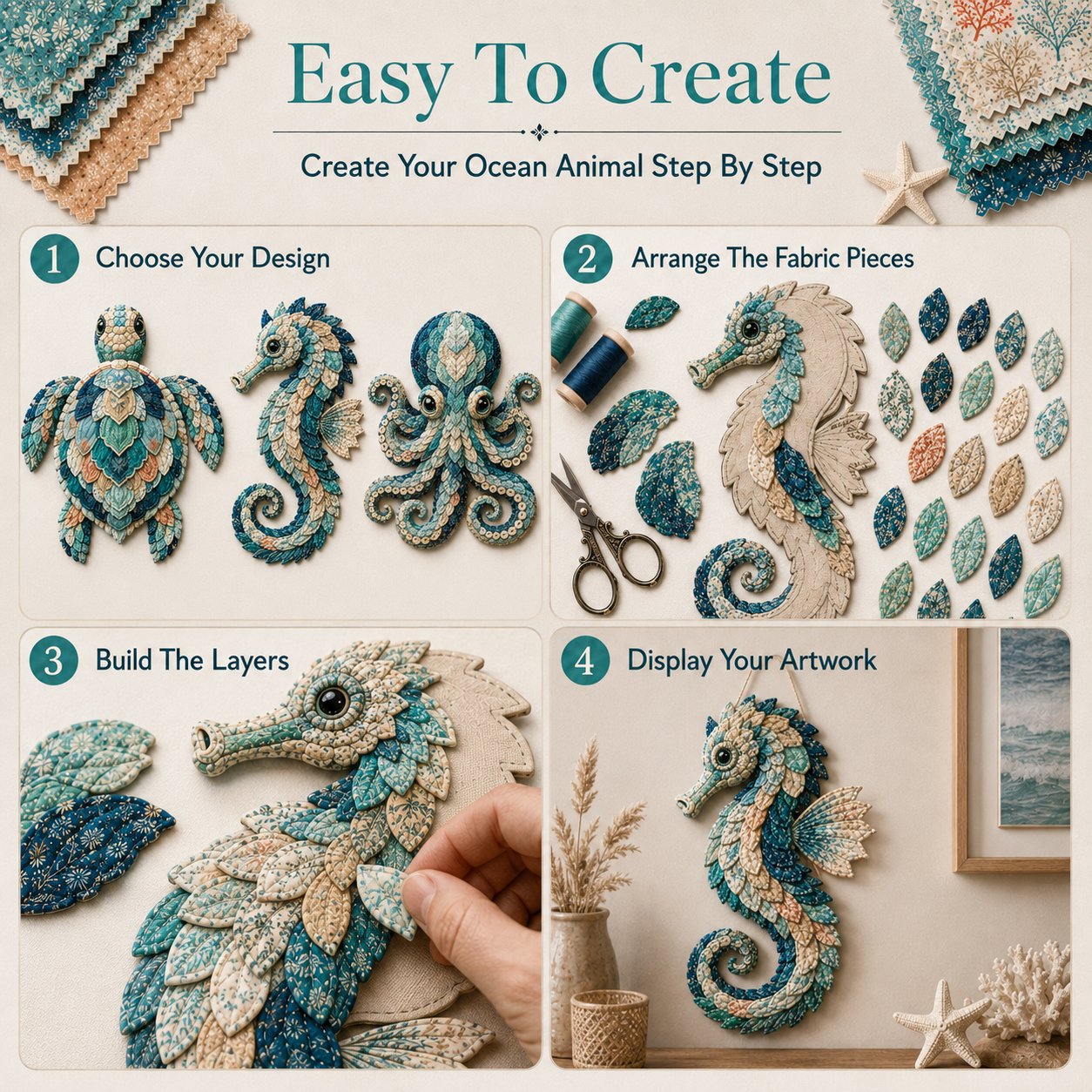 ⏳ Last Day 49% OFF – 🌊 Beginner-Friendly DIY Layered Ocean Wildlife Patchwork Art Kit | Complete Kit with All Tools & Step-by-Step Guide Included 💕