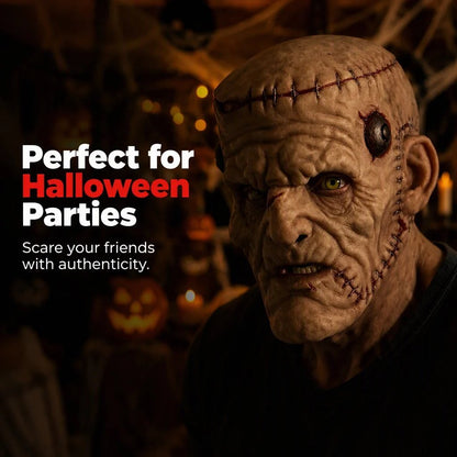 👹 Stitched Monster Full-Head Silicone Horror Mask | Costume Piece