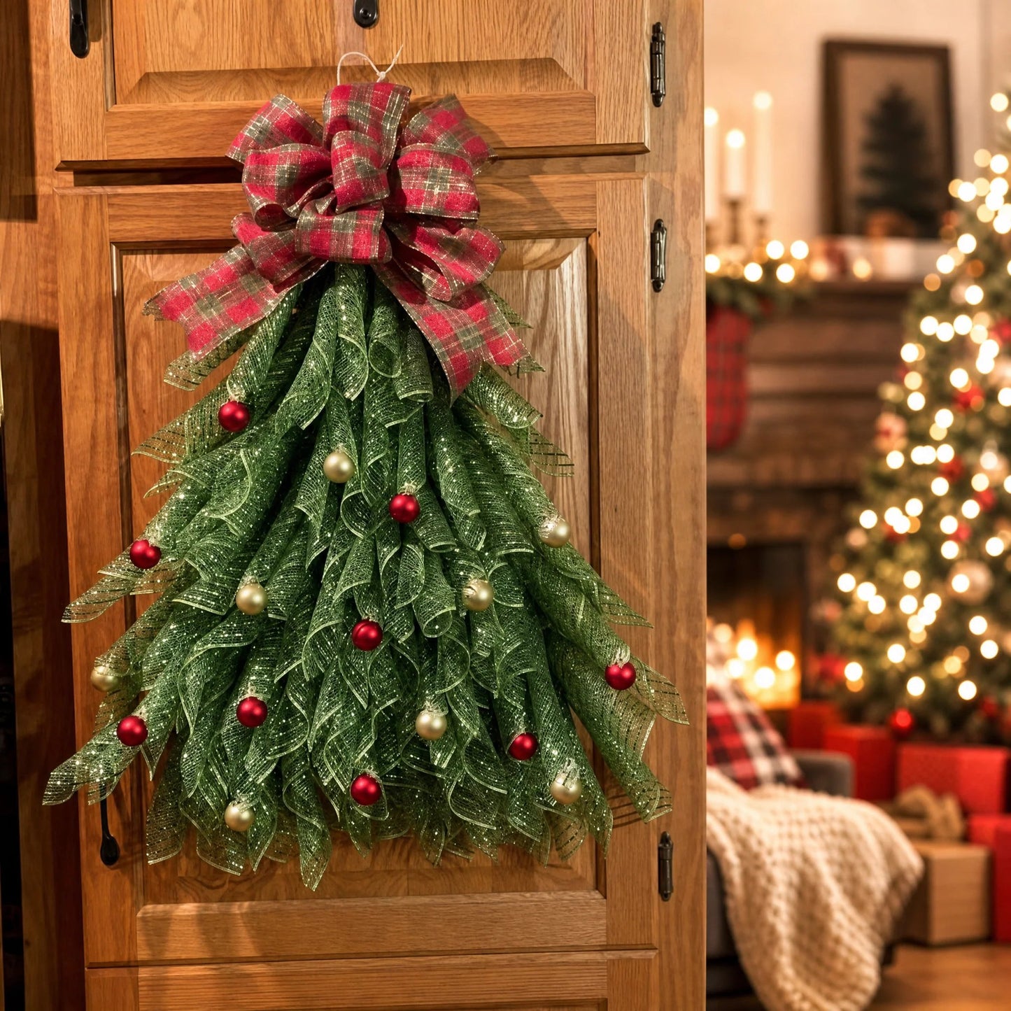 Handmade Christmas Tree Wreath for Front Door