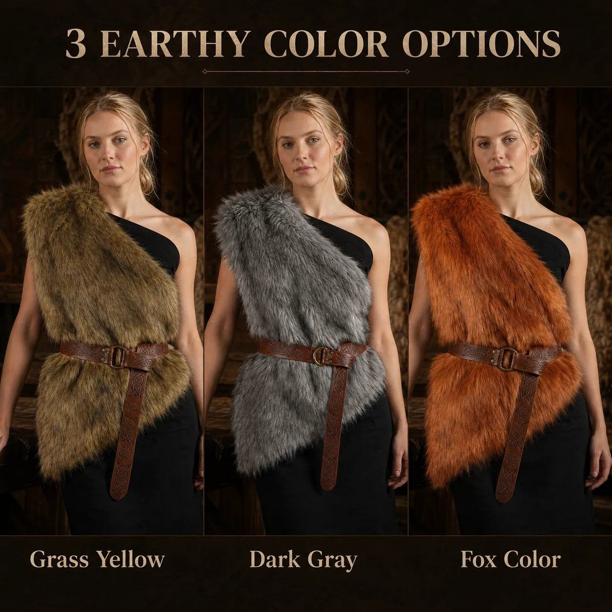 🐺 Viking-Inspired Faux Fur Shoulder Cape – Barbarian Halloween Cosplay Costume