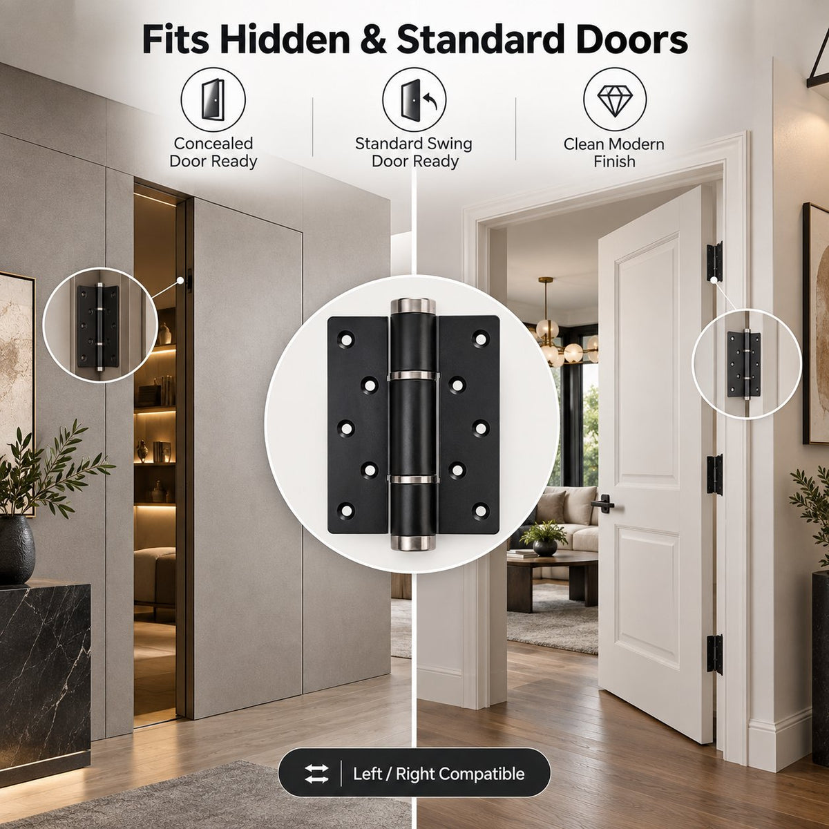 🚪 5' Hydraulic Self-Closing Door Hinge — Dual-Adjustable Soft-Close Design