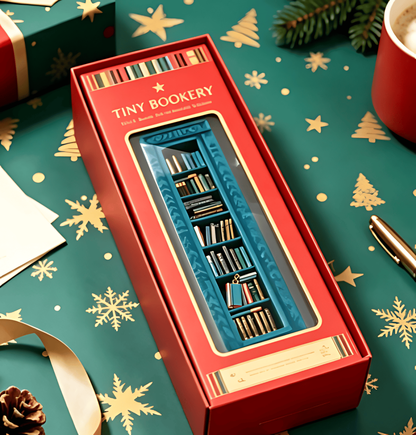 Tiny Bookery Advent Calendar, 25‑Day Mini Book Ornaments | Christmas Countdown Gift for Book Lovers