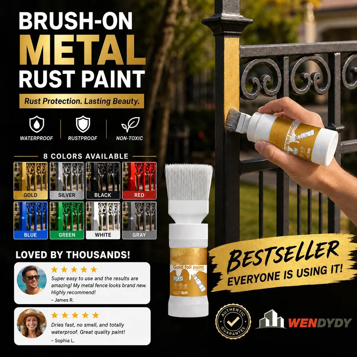 🔥HOT SALE🔥✨New Arrival✨🖌️🏠Water-Based Metallic Silver Paint with Built-in Brush💥👍