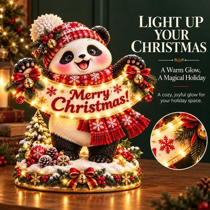 Panda Christmas Greeting Figurine
