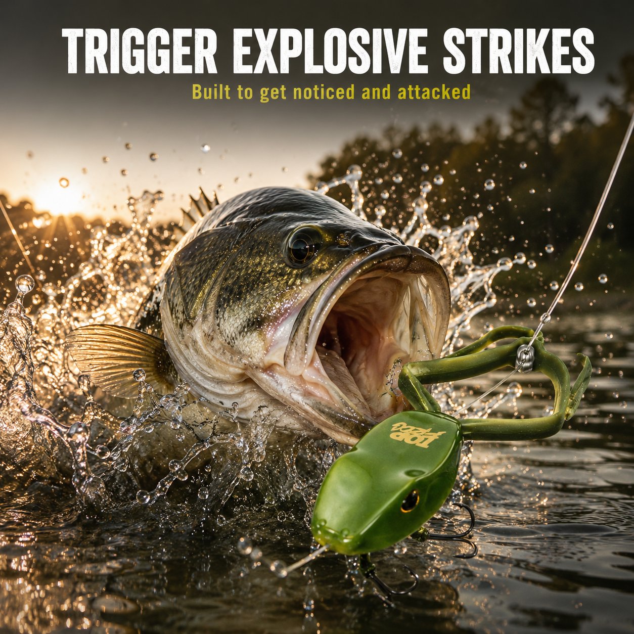⏳ Last Day 49% OFF – 🐸 Top Frog 6.5" Pre-Rigged Topwater Fishing Lure | Line-Thru Kicking-Leg Action, 1.2 oz Body & 100 lb Leader Included 🎣✨