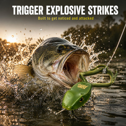 ⏳ Last Day 49% OFF – 🐸 Top Frog 6.5" Pre-Rigged Topwater Fishing Lure | Line-Thru Kicking-Leg Action, 1.2 oz Body & 100 lb Leader Included 🎣✨