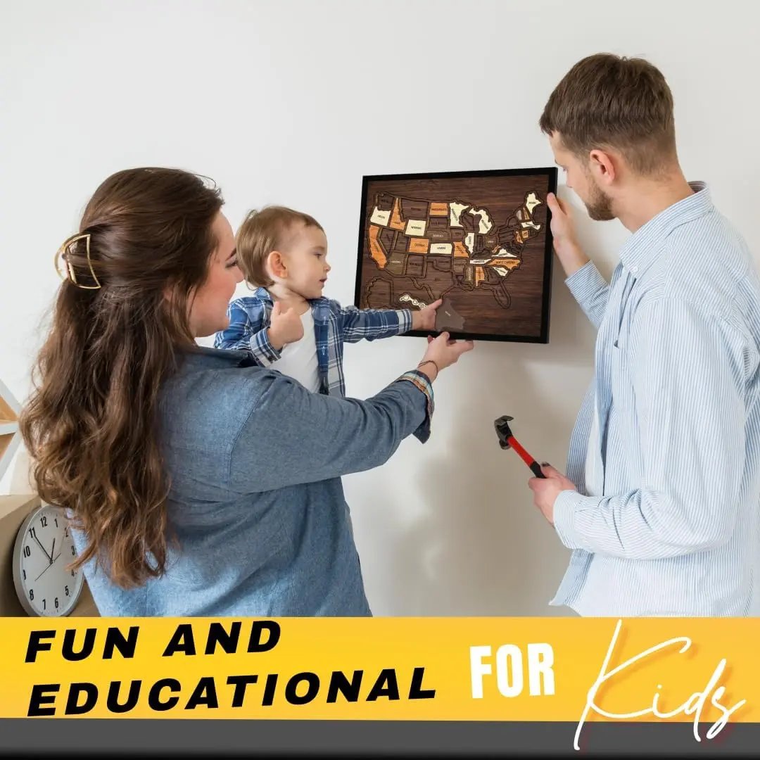 🔥Last Day 50% OFF -🇺🇸 Wooden USA Travel Map Puzzle🧩A Stylish Way to Track Your Journey & Memories