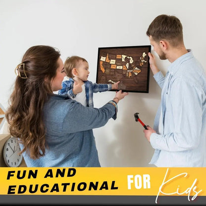 🔥Last Day 50% OFF -🇺🇸 Wooden USA Travel Map Puzzle🧩A Stylish Way to Track Your Journey & Memories
