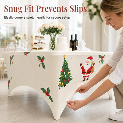 🎄 Christmas Stretch Fitted Table Cover | 3 Colors & Sizes