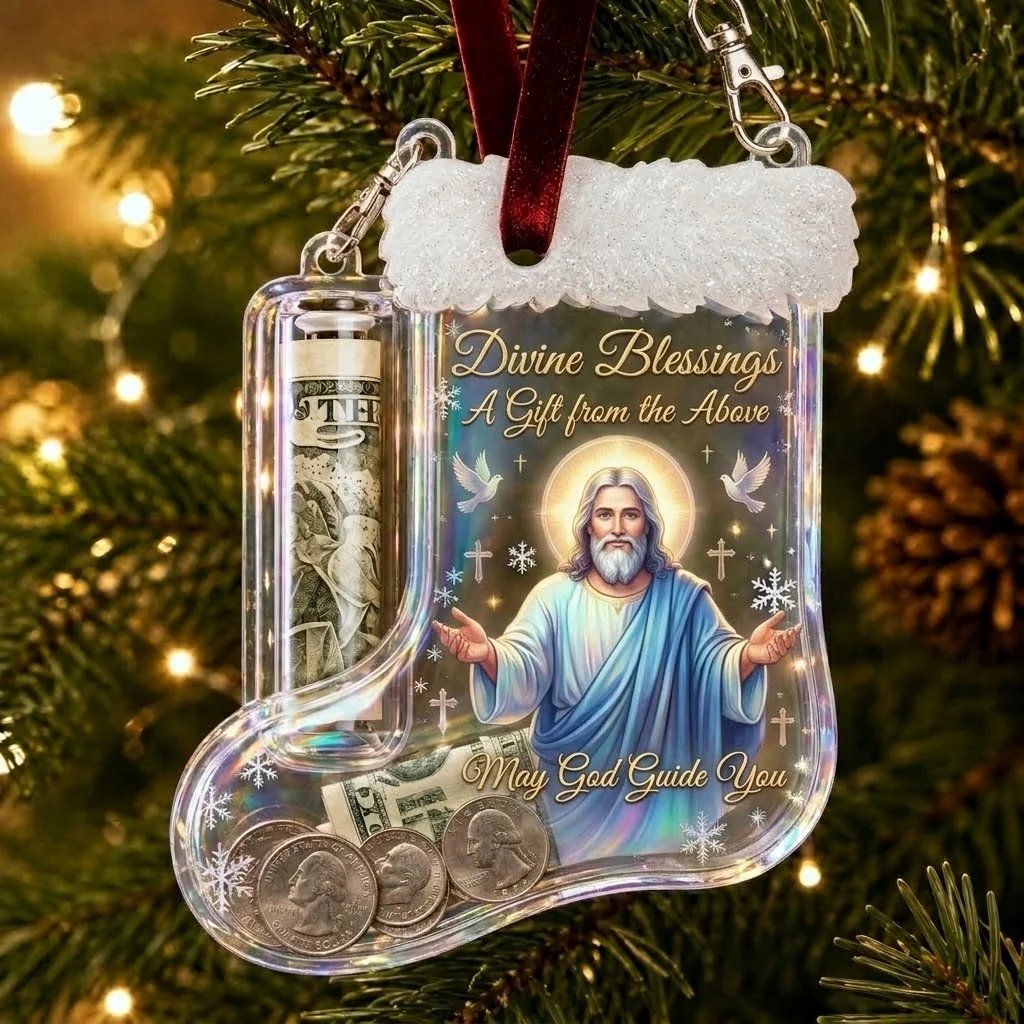 🎄Christmas Stocking-Shaped Money Gift Ornament – “Here’s A Few Bucks” Cash & Coin Holder