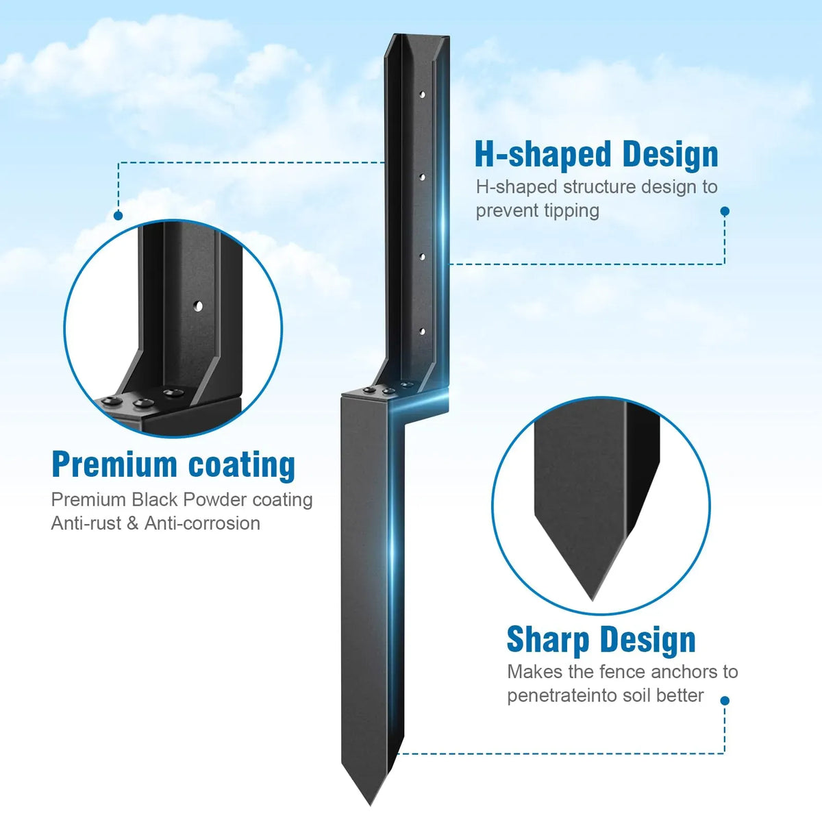 Heavy-Duty H-Shaped Fence Post Repair Kit