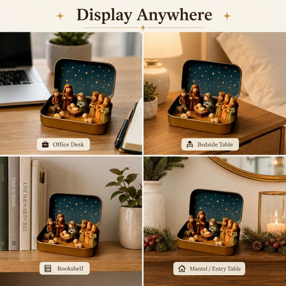 Mini Christmas Nativity Set in Tin Box
