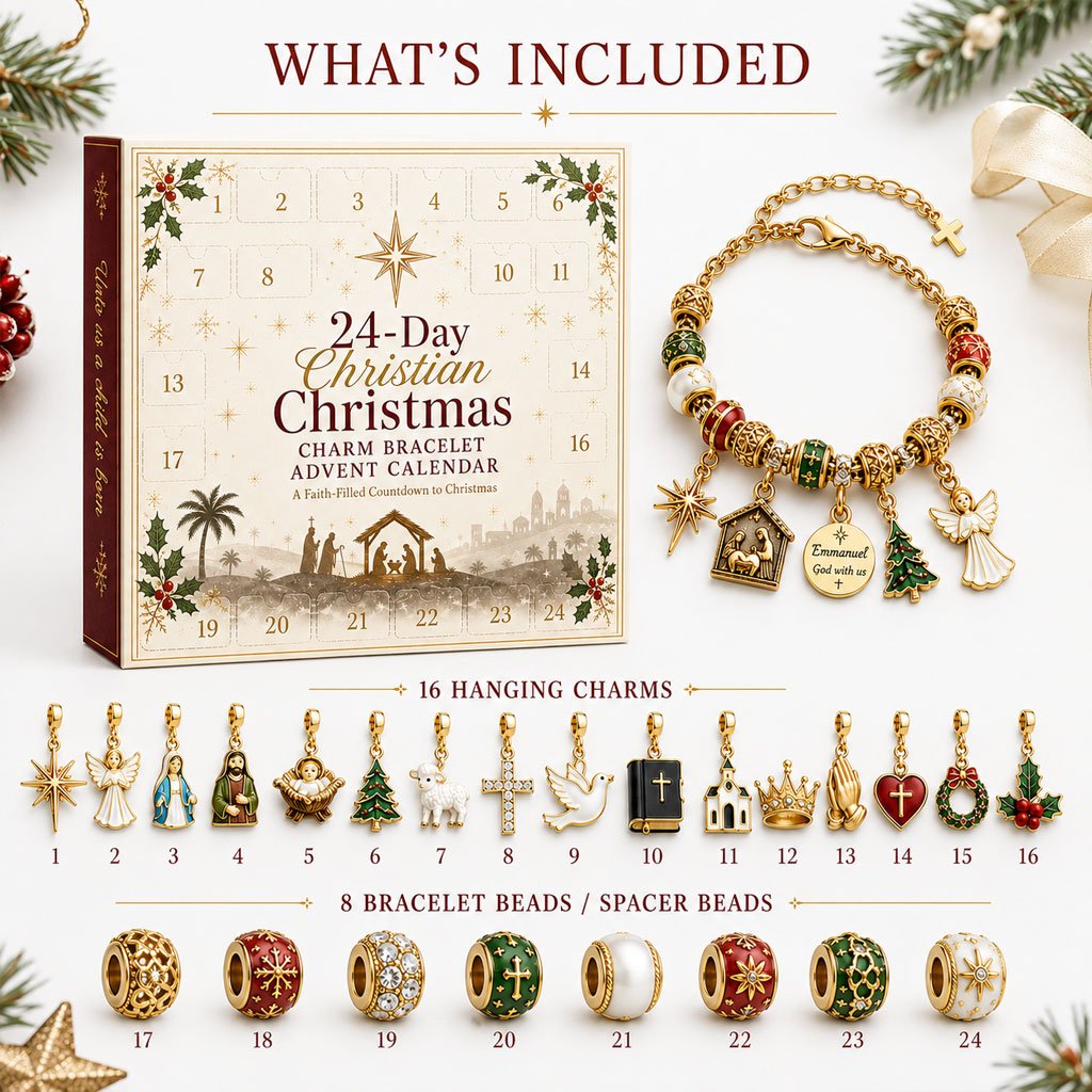 24-Day Christian Christmas Charm Bracelet Advent Calendar