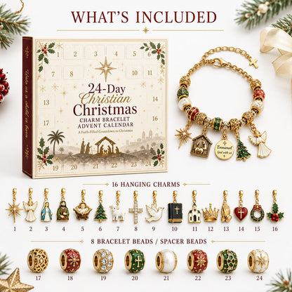 24-Day Christian Christmas Charm Bracelet Advent Calendar