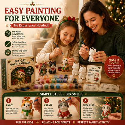 🐱 DIY Cat Advent Calendar 2026 – 24 Days of Painting Magic, Create Your Own Christmas Cat Ornaments