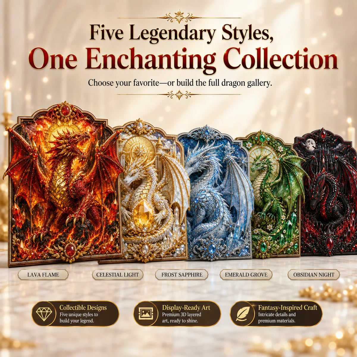 🐉Dragon Magic 3D Layered Diamond & Pearl Art Kit✨