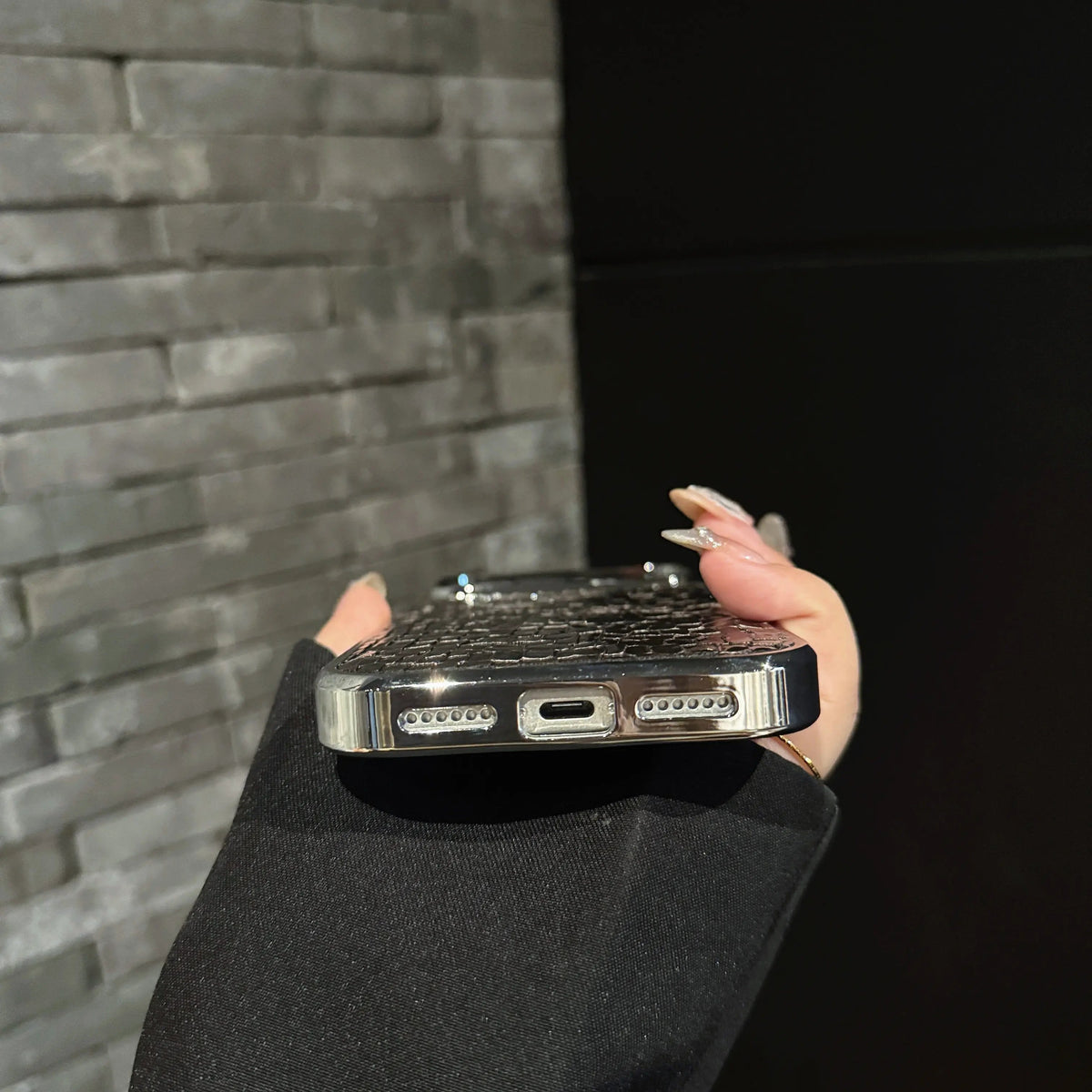Luxe Croc Leather iPhone Case | Chrome Edge Slim Protective Cover ✨