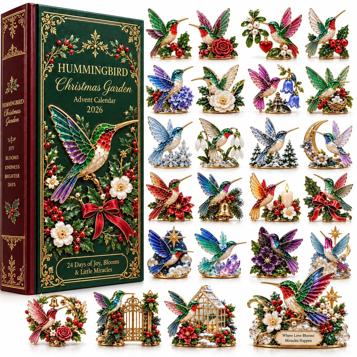Hummingbird Christmas Garden Advent Calendar 2026 – 24 Nature Miniatures