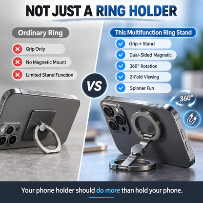🧲 Snap. Spin. Stand. — 360° Dual-Magnetic MagSafe Phone Ring & Fidget Stand