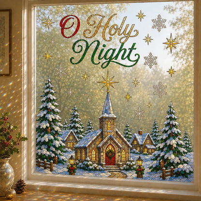 ⏳ Last Day 49% OFF – 🎄Large Christmas Window Sticker | 28×28in Festive Window Art With Snowman, Angel & Holiday Scenes For Home Decor, Christmas Parties & Seasonal Displays ✨