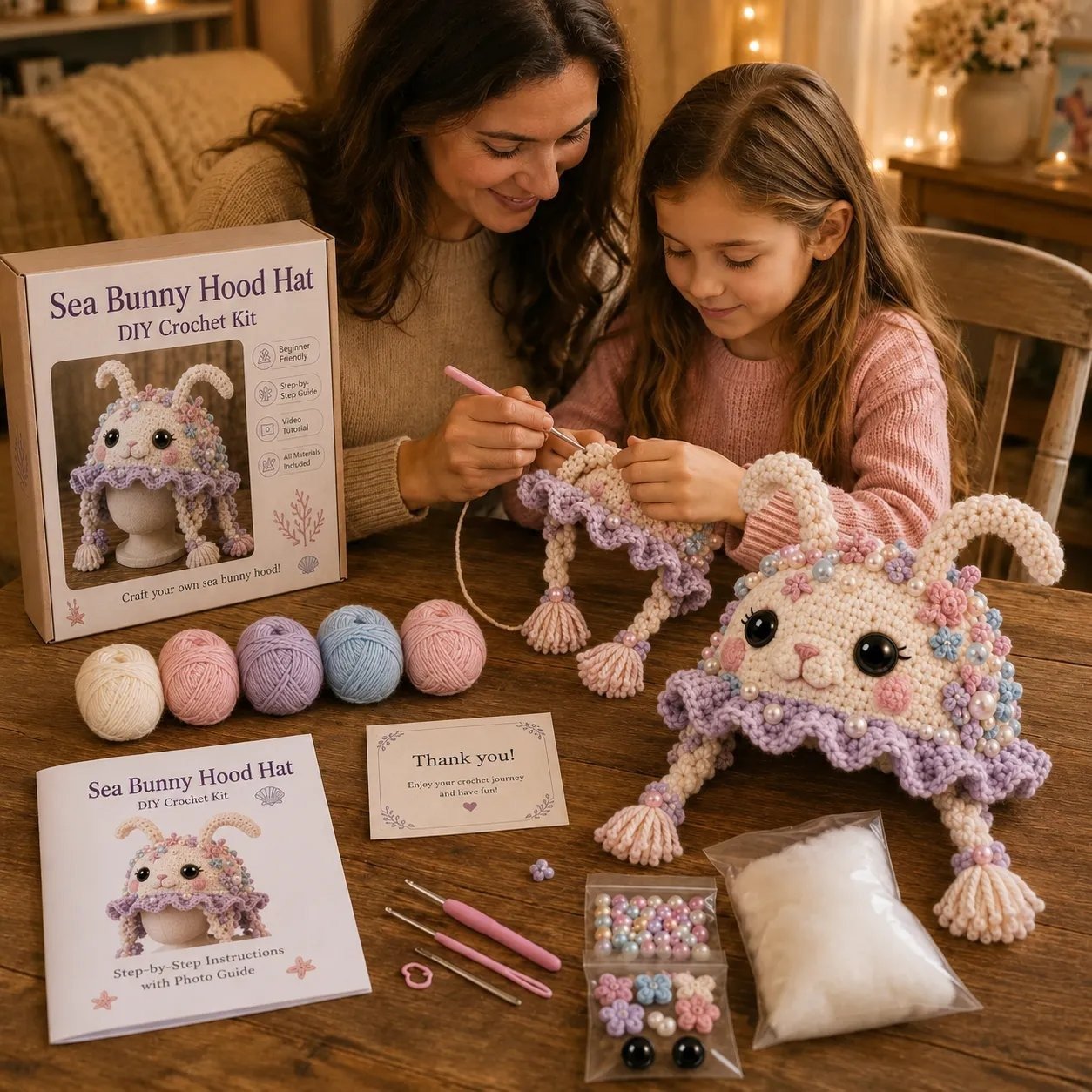 🔥 LAST DAY 49% OFF – 🌊✨ Ocean Series Hood Hat DIY Crochet Kit | Premium Soft Yarn Materials with Step-by-Step Guide DIY Handmade Wearable Ocean Character Hood 🧶🎭✨