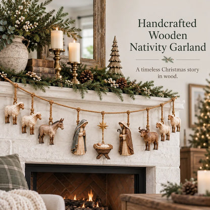 ✝️🎄Handcrafted Wooden Nativity Garland(📦Buy 2 Free Shipping)