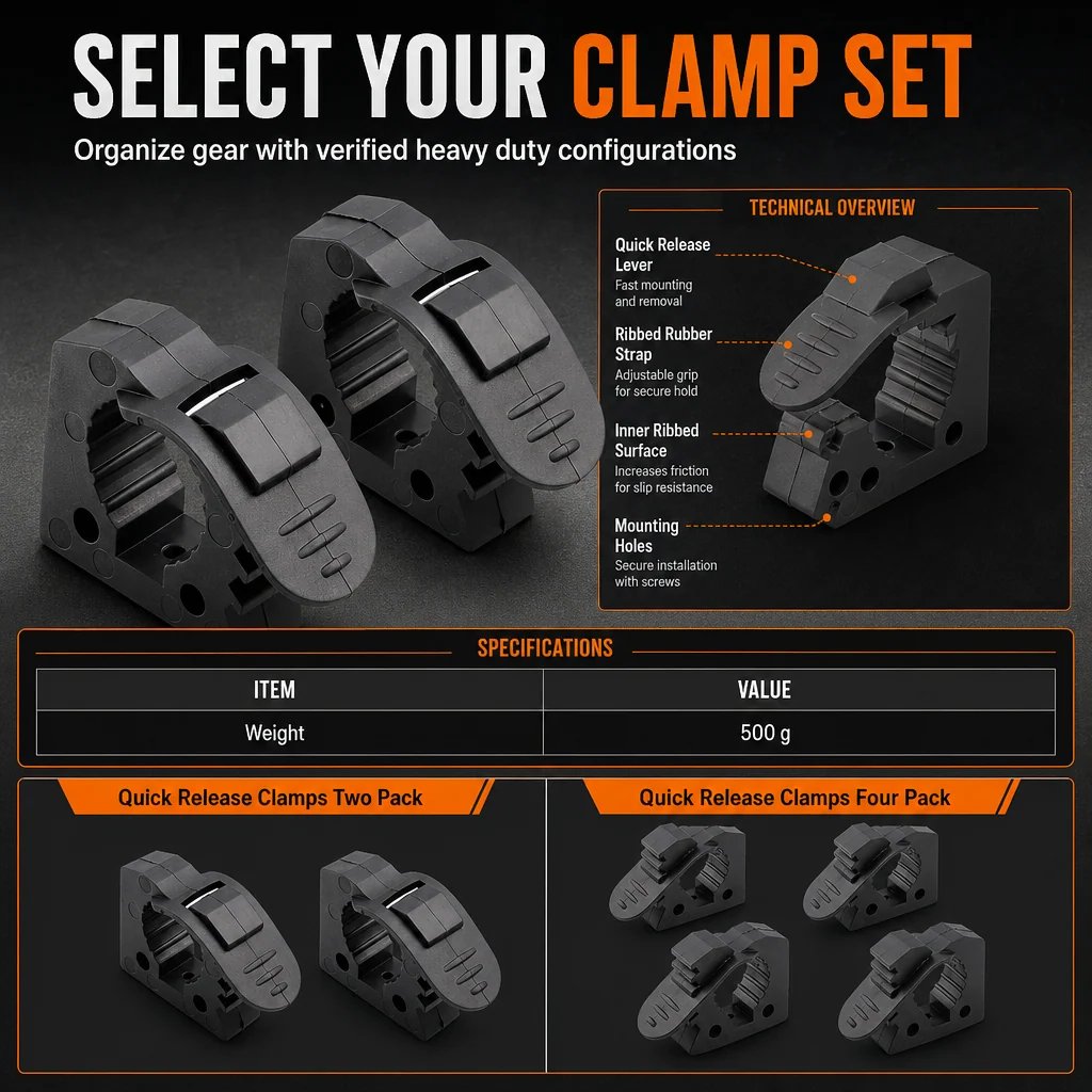 Quick Installation Tool Clamps Stable Mounting Brackets for 3-4cm Tools in Vehicles and Indoors