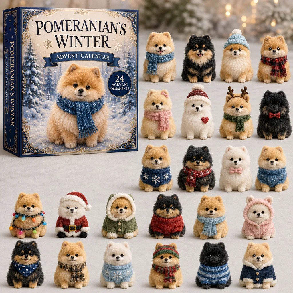 Winter Pomeranian Advent Calendar 2026 – 24 Acrylic Charms