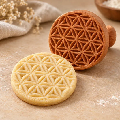 Patterned Wood Cookie Embosser | Seasonal Party & Gift Cookie Prep
