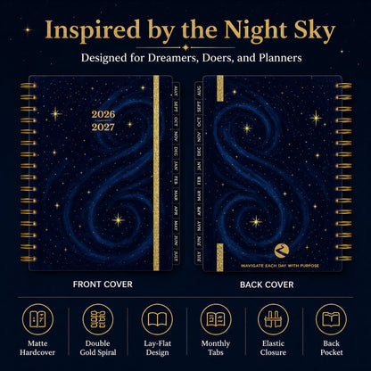 🔥 LAST DAY 49% OFF – 🌌 2026-2027 Midnight Galaxy Mid-Year Planner | 120gsm Bleedproof Paper, Goal Trackers, Reflection Pages, Monthly Tabs, Stickers & Back Pocket ✨
