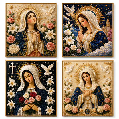 🙏New Arrivals 49% OFF-2026  Divine Pearl Bead Virgin Mary Icon – A Peaceful DIY Faith Art Gift ✨