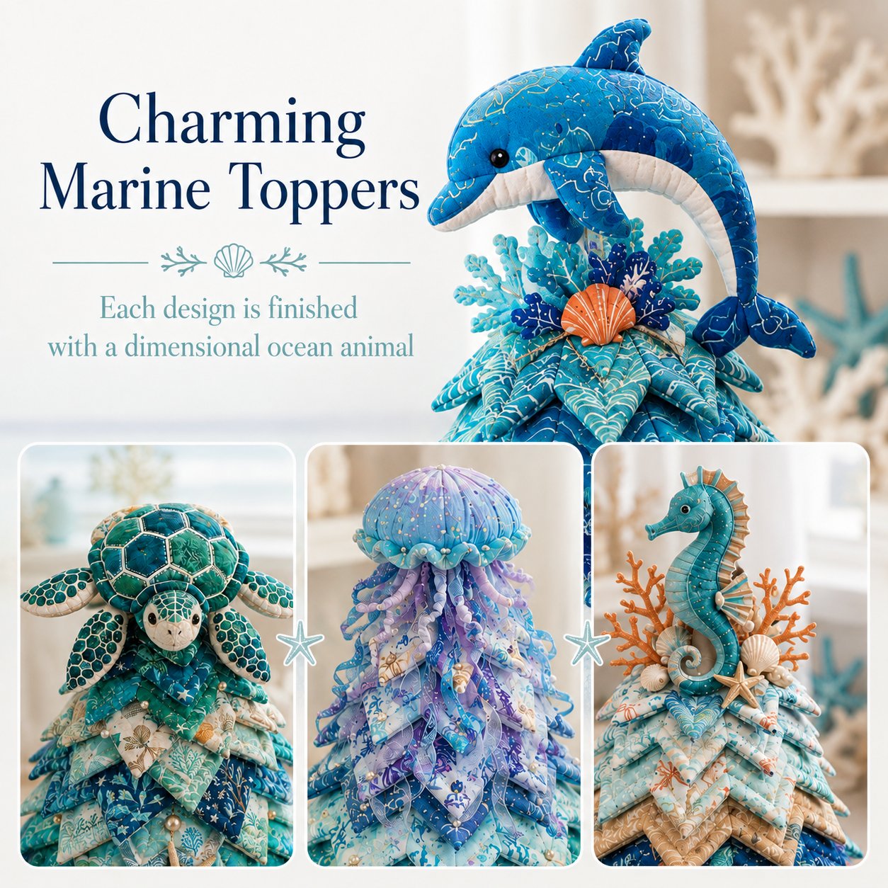🔥 LAST DAY 49% OFF – 🌊 Ocean Dreams Layered Fabric Tree Craft Kit | Create a Freestanding Coastal Centerpiece with Coordinated Fabrics & Marine Topper 🐚✨