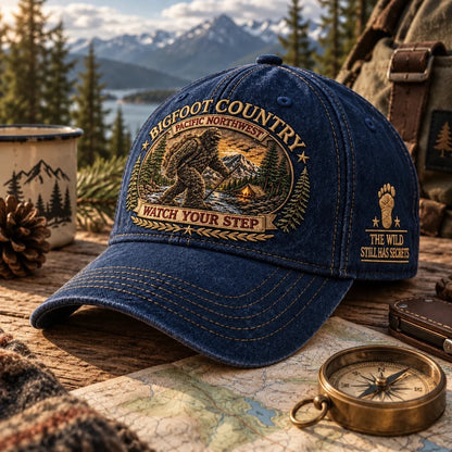 🔥LAST DAY 50% OFF - 2027 Bigfoot Country Heritage Cap – Pacific Northwest Vintage Washed Embroidered Hat