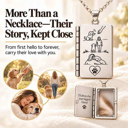 🐾Always Beside Me💕 – Pet Fur Keepsake Storybook Necklace