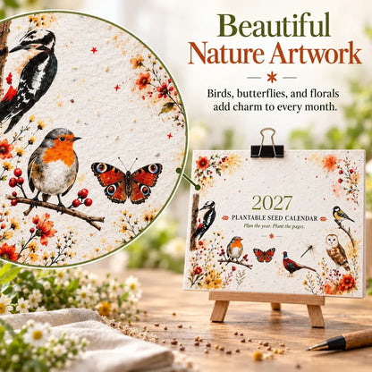 2027 Plantable Seed Calendar – Nature-Inspired Monthly Calendar with Seed Paper Pages