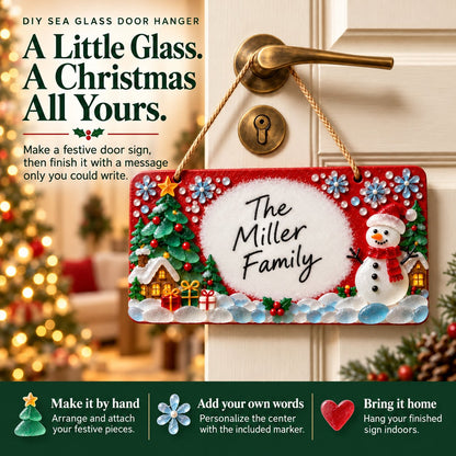 ⏳ Last Day 49% OFF – 🎄 Beginner-Friendly DIY Sea Glass Christmas Hanging Sign Kit | 8 Festive Designs with Handwritten Personalization ✍️