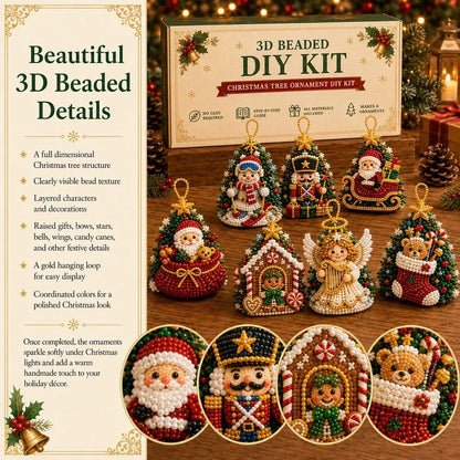 ⏳ Last Day 49% OFF – 🎄 Beginner-Friendly DIY 3D Christmas Beaded Ornament Kit | Complete 4-Piece Set with Glass Beads, All Tools & Step-by-Step Guide Included 💕