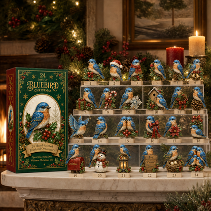 24-Day Bluebird Advent Calendar | Hand-Painted Ornament Countdown Gift