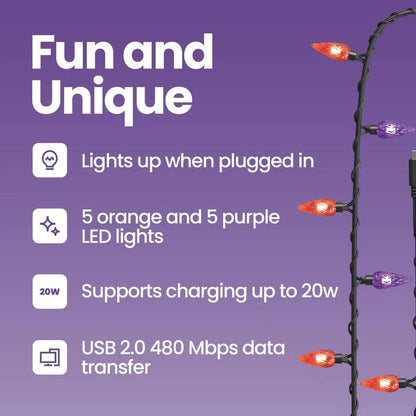 GEMS Light Up USB-C Cable | 3ft 20W Fast Charging LED Glowing Charging Cord