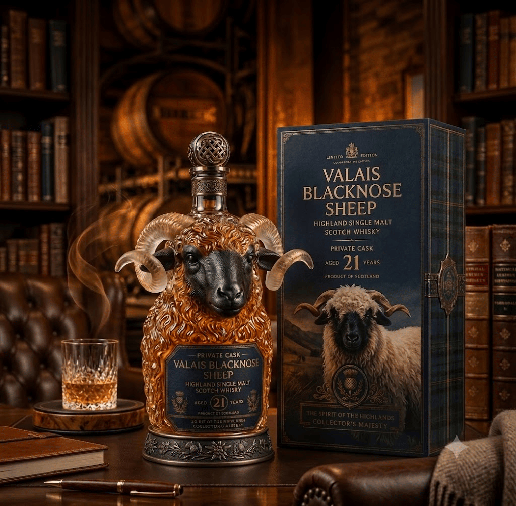 Valais Blacknose Sheep 21-Year-Old Private Cask: Highland Single Malt Scotch Whisky, Limited Edition Collector's Bottle & Gift Box