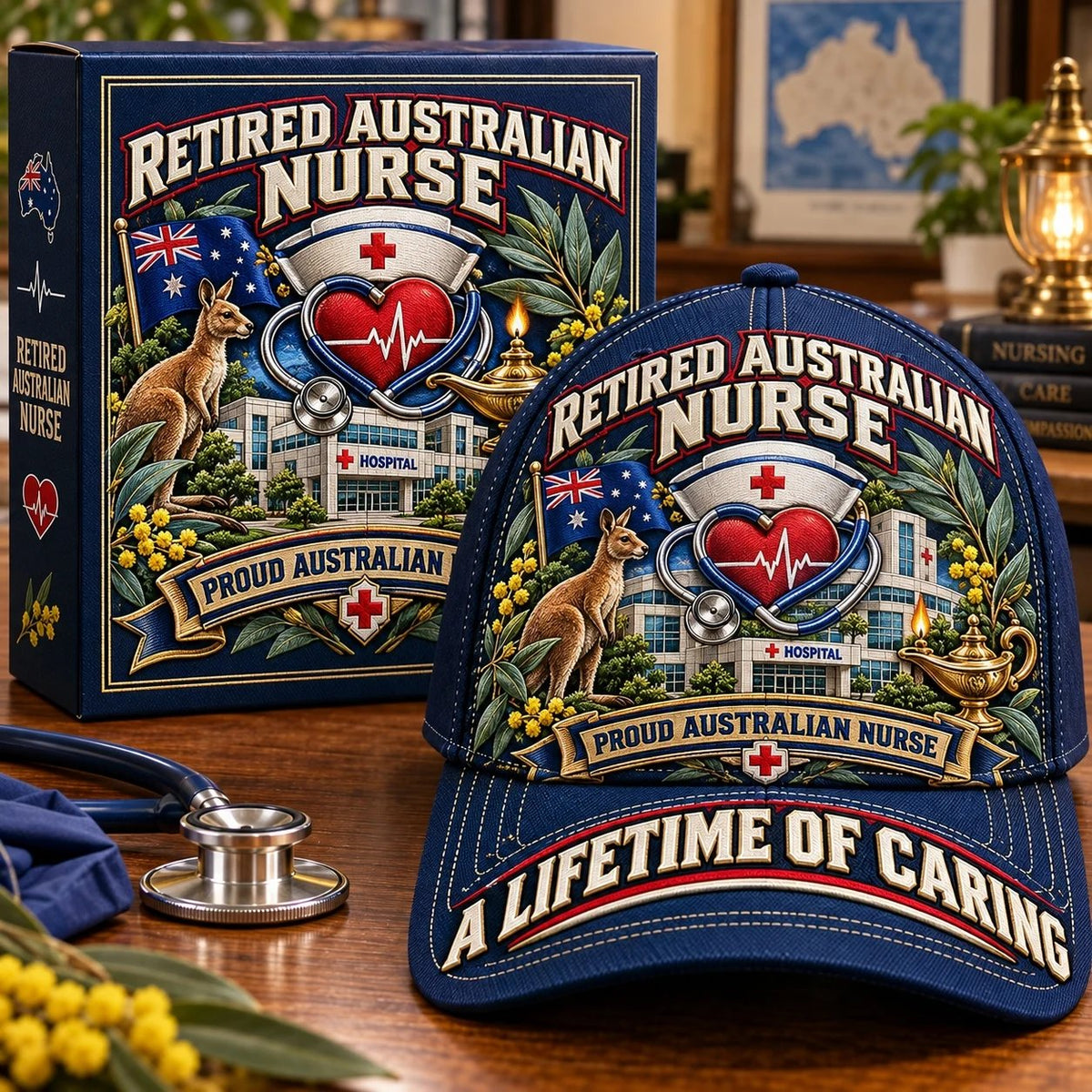 👩‍⚕️💖 “A Lifetime of Caring” Retired Australian Nurse Commemorative Cap| Cotton-Poly Blend • Detailed Embroidery • Adjustable Fit